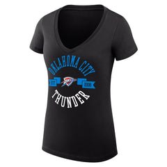 Black Oklahoma City Thunder G-III 4Her by Carl Banks Women's Super-Slim Fit Lightweight Large City Logo V-Neck T-Shirt | NBA