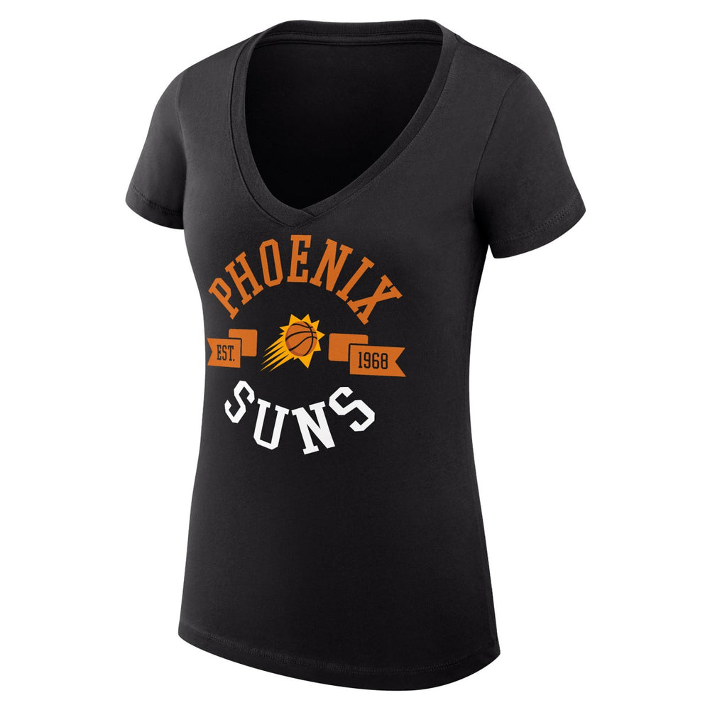 Black Phoenix Suns G-III 4Her by Carl Banks Women's Super-Slim Fit Lightweight Large City Logo V-Neck T-Shirt | NBA