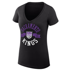 Black Sacramento Kings G-III 4Her by Carl Banks Women's Super-Slim Fit Lightweight Large City Logo V-Neck T-Shirt | NBA