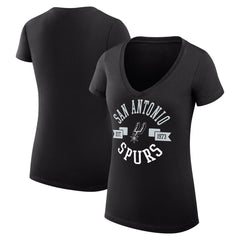 Black San Antonio Spurs G-III 4Her by Carl Banks Women's Super-Slim Fit Lightweight Large City Logo V-Neck T-Shirt | NBA