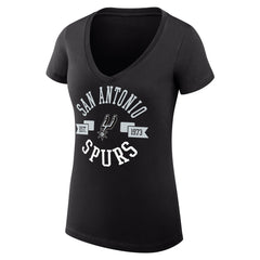 Black San Antonio Spurs G-III 4Her by Carl Banks Women's Super-Slim Fit Lightweight Large City Logo V-Neck T-Shirt | NBA