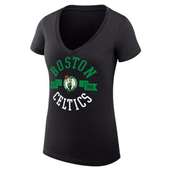 Black Boston Celtics G-III 4Her by Carl Banks Women's Super-Slim Fit Lightweight Large City Logo V-Neck T-Shirt | NBA