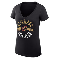 Black Cleveland Cavaliers G-III 4Her by Carl Banks Women's Super-Slim Fit Lightweight Large City Logo V-Neck T-Shirt sale | NBA