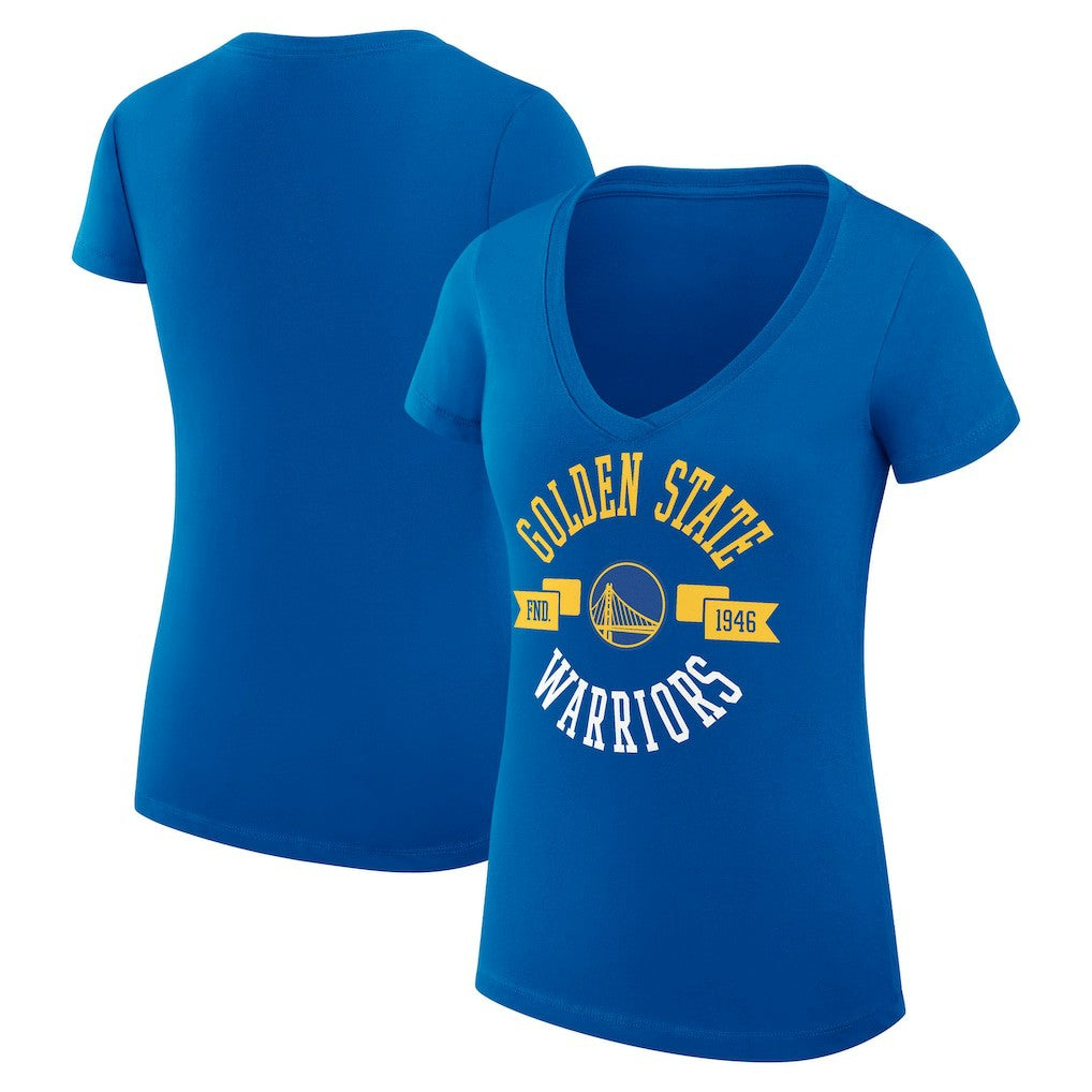 Royal Golden State Warriors G-III 4Her by Carl Banks Women's Super-Slim Fit Lightweight Large City Logo V-Neck T-Shirt sale | NBA