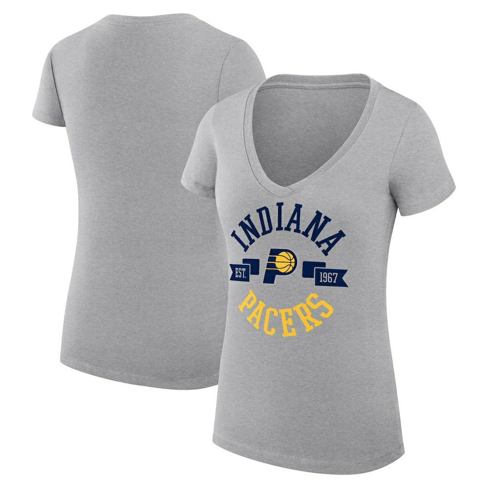 Heather Gray Indiana Pacers G-III 4Her by Carl Banks Women's Super-Slim Fit Lightweight Large City Logo V-Neck T-Shirt | NBA