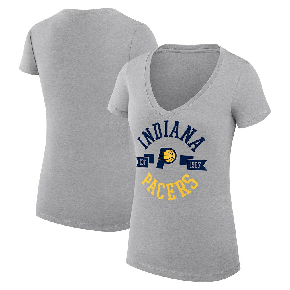 Heather Gray Indiana Pacers G-III 4Her by Carl Banks Women's Super-Slim Fit Lightweight Large City Logo V-Neck T-Shirt | NBA