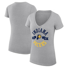 Heather Gray Indiana Pacers G-III 4Her by Carl Banks Women's Super-Slim Fit Lightweight Large City Logo V-Neck T-Shirt | NBA