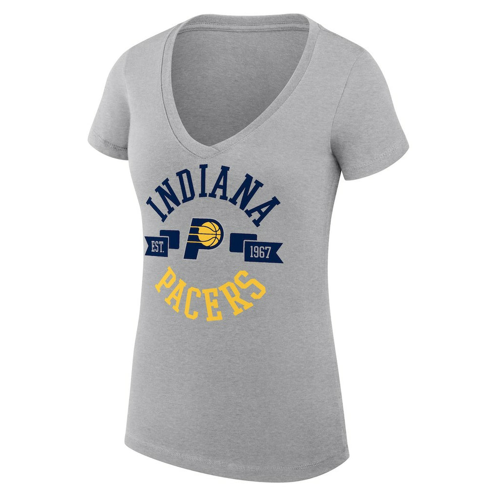 Heather Gray Indiana Pacers G-III 4Her by Carl Banks Women's Super-Slim Fit Lightweight Large City Logo V-Neck T-Shirt | NBA