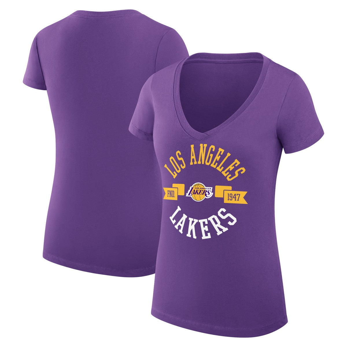 Purple Los Angeles Lakers G-III 4Her by Carl Banks Women's Super-Slim Fit Lightweight Large City Logo V-Neck T-Shirt | NBA