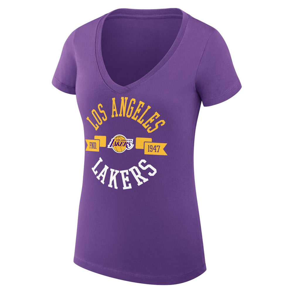 Purple Los Angeles Lakers G-III 4Her by Carl Banks Women's Super-Slim Fit Lightweight Large City Logo V-Neck T-Shirt | NBA