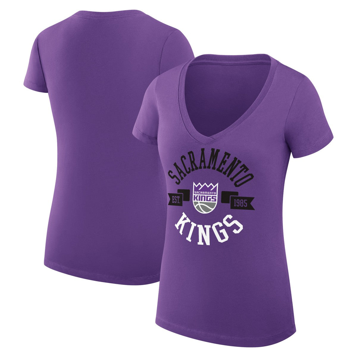 Purple Sacramento Kings G-III 4Her by Carl Banks Women's Super-Slim Fit Lightweight Large City Logo V-Neck T-Shirt | NBA