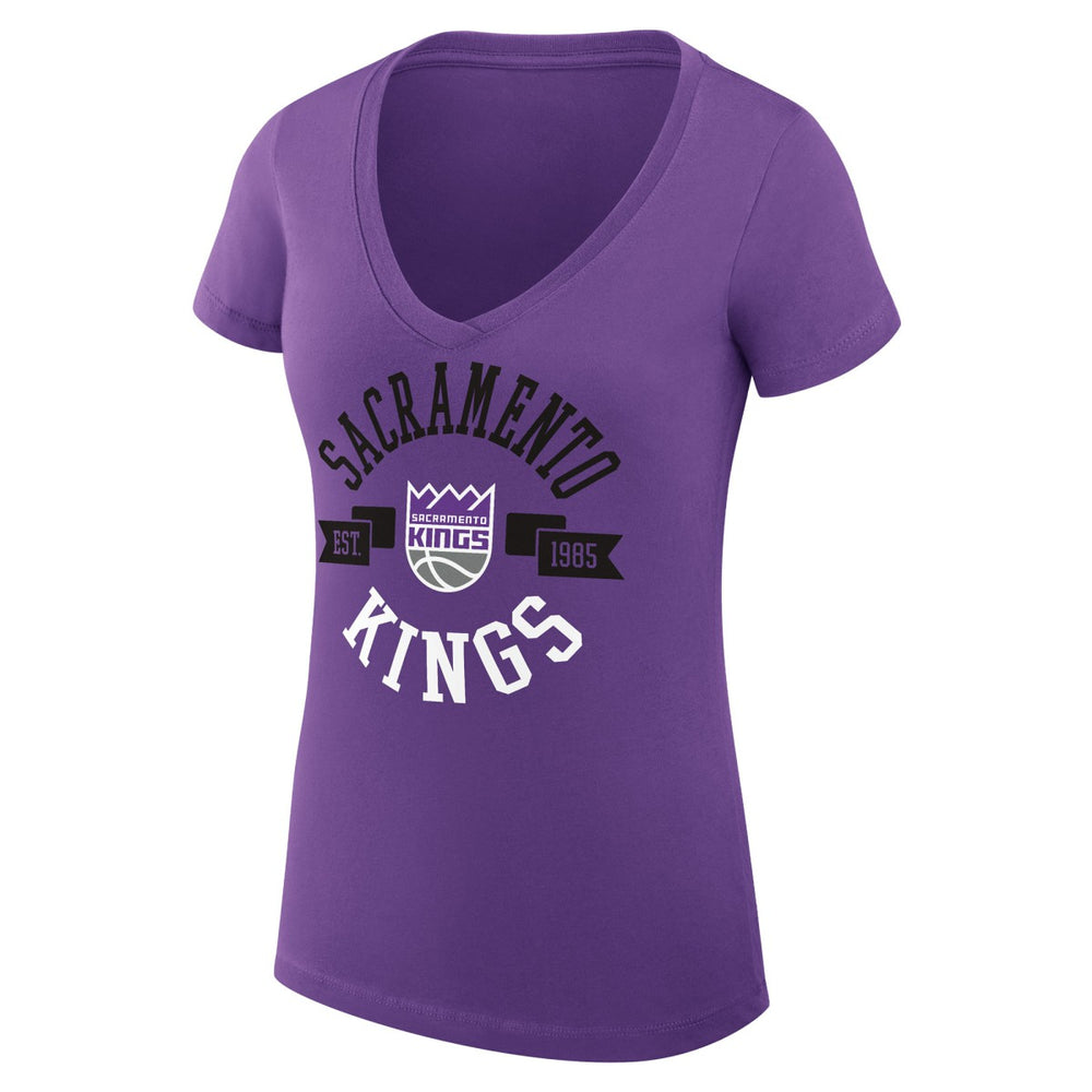Purple Sacramento Kings G-III 4Her by Carl Banks Women's Super-Slim Fit Lightweight Large City Logo V-Neck T-Shirt | NBA
