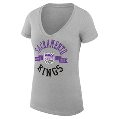 Heather Gray Sacramento Kings G-III 4Her by Carl Banks Women's Super-Slim Fit Lightweight Large City Logo V-Neck T-Shirt | NBA