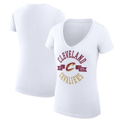 White Cleveland Cavaliers G-III 4Her by Carl Banks Women's Super-Slim Fit Lightweight Large City Logo V-Neck T-Shirt sale | NBA