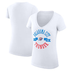 White Oklahoma City Thunder G-III 4Her by Carl Banks Women's Super-Slim Fit Lightweight Large City Logo V-Neck T-Shirt | NBA