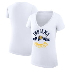 White Indiana Pacers G-III 4Her by Carl Banks Women's Super-Slim Fit Lightweight Large City Logo V-Neck T-Shirt | NBA