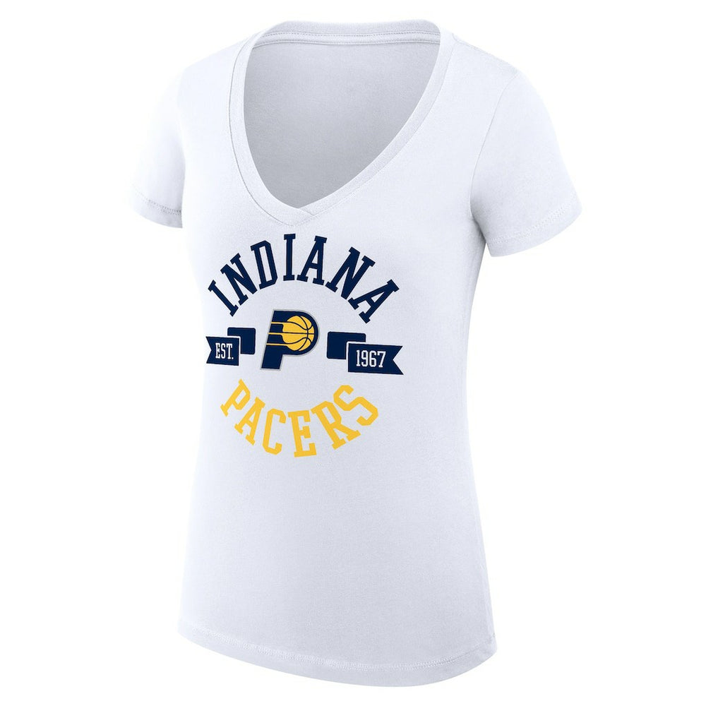White Indiana Pacers G-III 4Her by Carl Banks Women's Super-Slim Fit Lightweight Large City Logo V-Neck T-Shirt | NBA