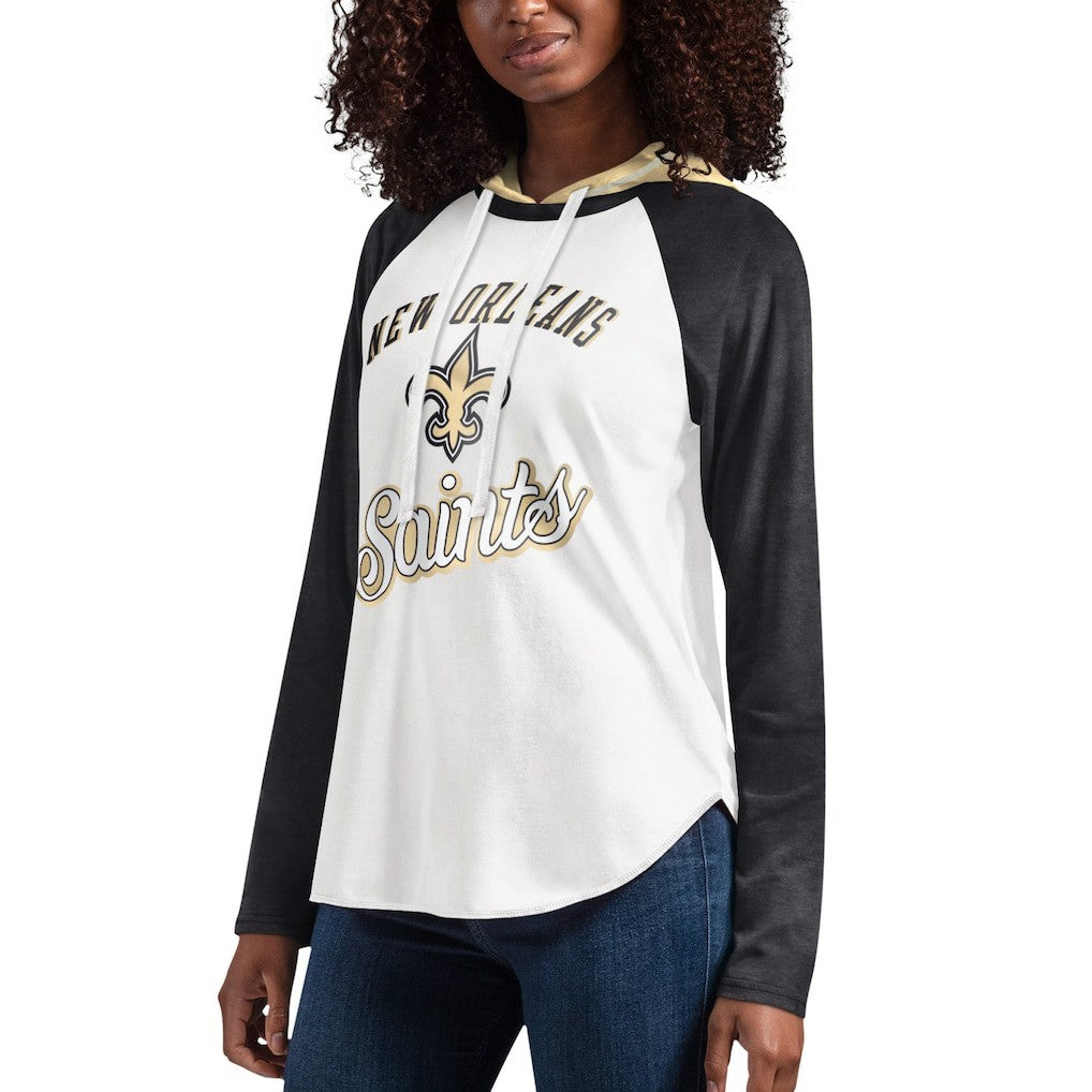 New Orleans Saints G-III 4Her by Carl Banks Women's MVP Raglan Hooded Long Sleeve T-Shirt | NFL Discount