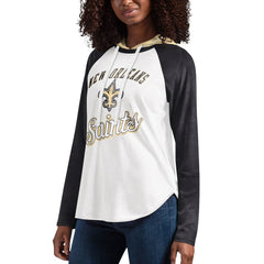 New Orleans Saints G-III 4Her by Carl Banks Women's MVP Raglan Hooded Long Sleeve T-Shirt | NFL Discount