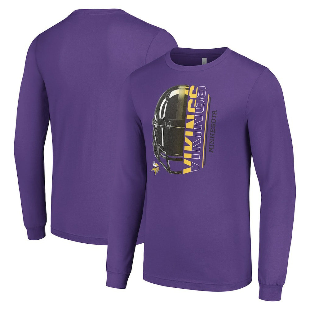 Minnesota Vikings Starter Half Helmet Logo Long Sleeve T-Shirt | NFL Discount