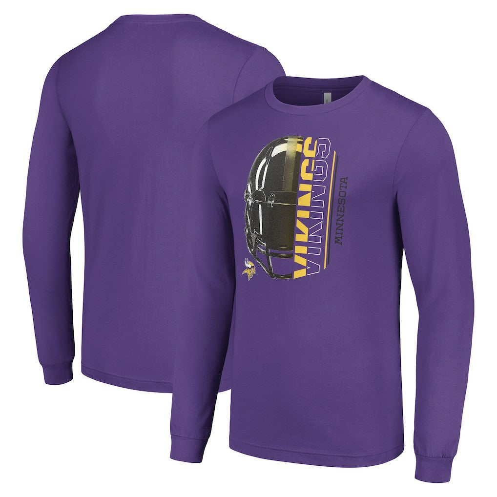 Minnesota Vikings Starter Half Helmet Logo Long Sleeve T-Shirt | NFL Discount
