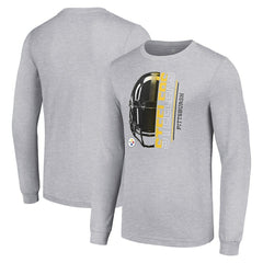 Pittsburgh Steelers Starter Half Helmet Logo Long Sleeve Heathered T-Shirt | NFL Hot