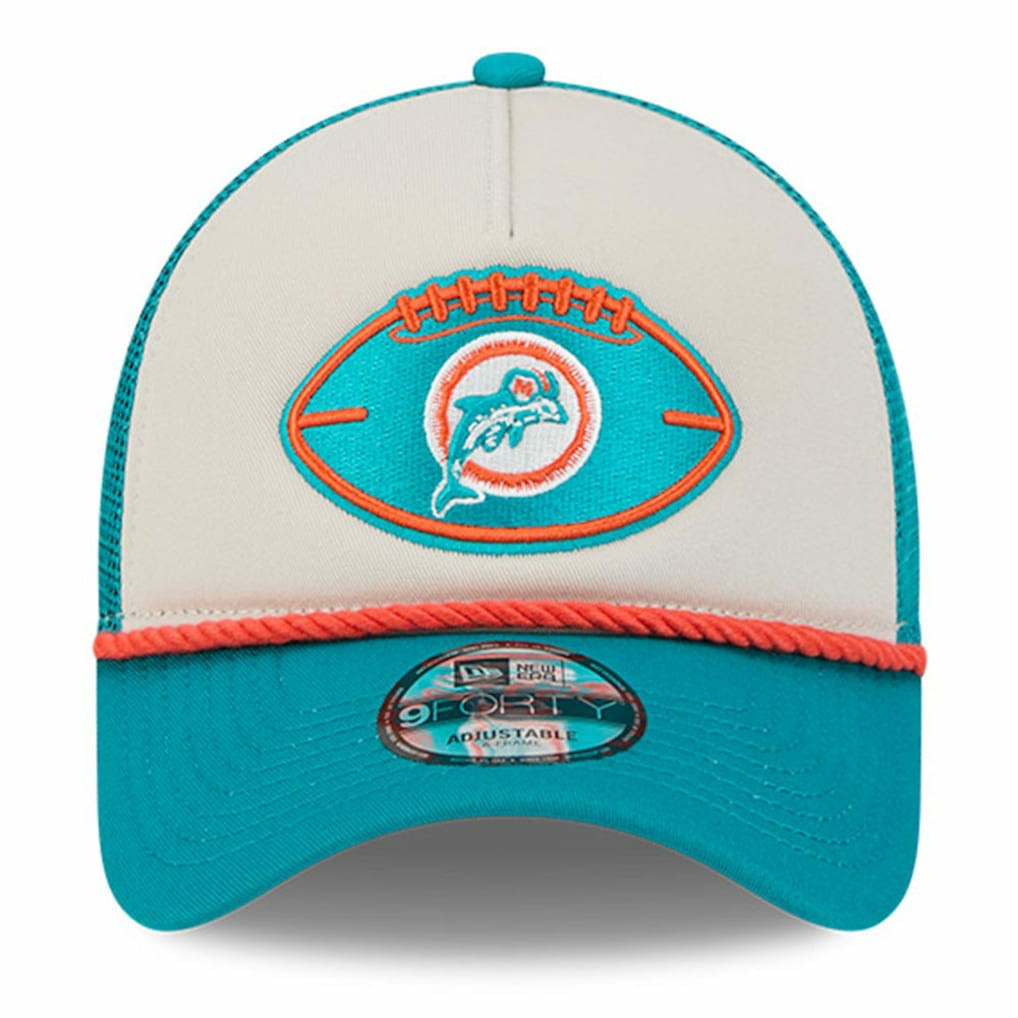Miami Dolphins 2024 Sideline Historic 9FORTY A-Frame Trucker Adjustable Hat | NFL Sale