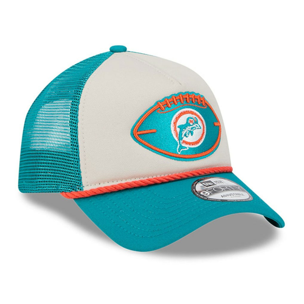 Miami Dolphins 2024 Sideline Historic 9FORTY A-Frame Trucker Adjustable Hat | NFL Sale