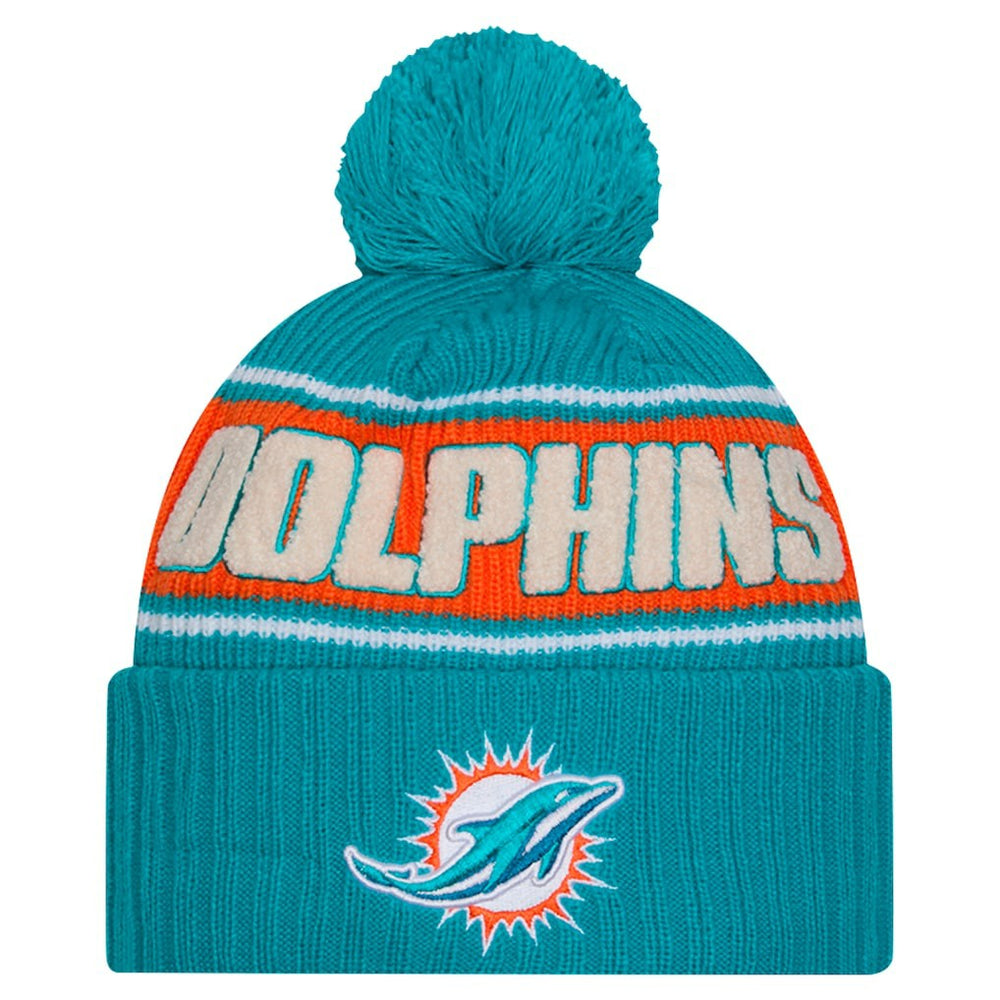 Miami Dolphins 2024 Sideline Cuffed Knit Hat with Pom | NFL New