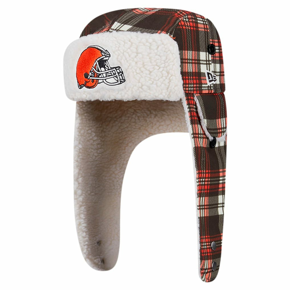 Cleveland Browns Sideline Plaid Sherpa Trapper Hat | NFL Discount
