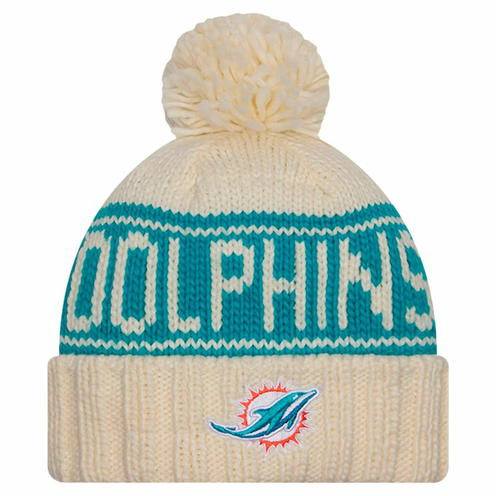 Miami Dolphins Women's 2024 Sideline Cuffed Knit Hat with Pom | NFL Sale