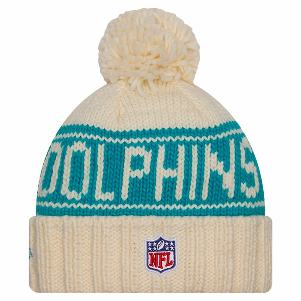 Miami Dolphins Women's 2024 Sideline Cuffed Knit Hat with Pom | NFL Sale