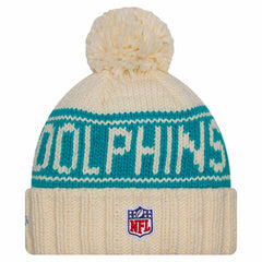 Miami Dolphins Women's 2024 Sideline Cuffed Knit Hat with Pom | NFL Sale