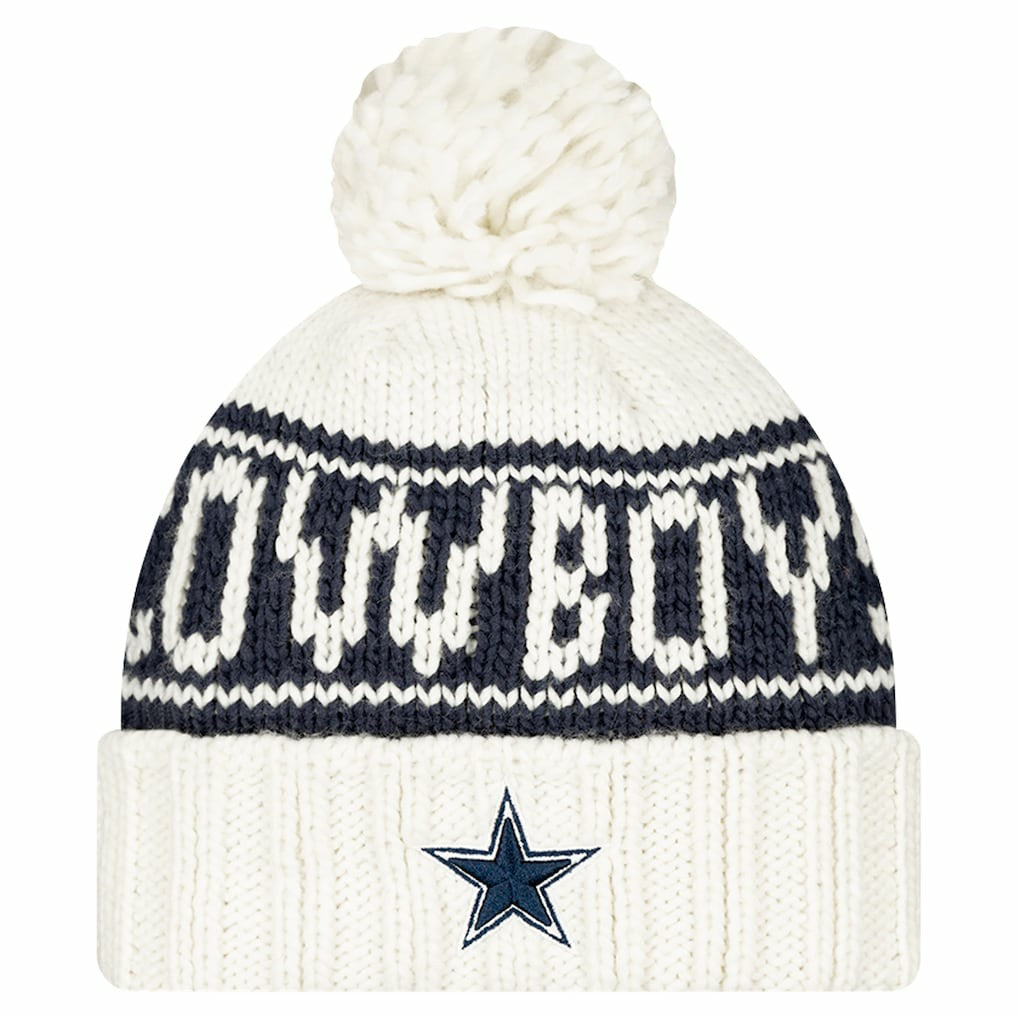 Dallas Cowboys Women's 2024 Sideline Cuffed Knit Hat with Pom | NFL Hot