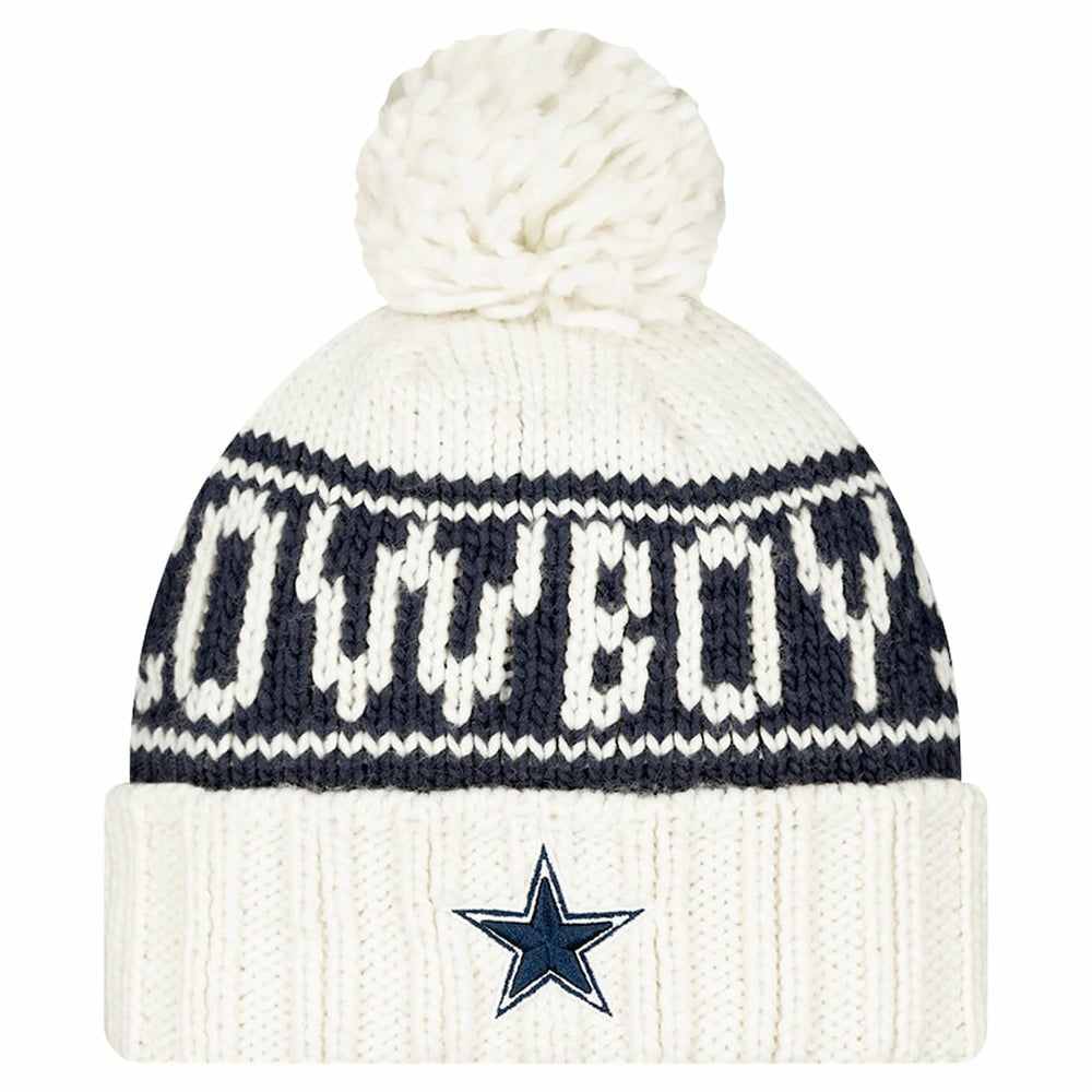 Dallas Cowboys Women's 2024 Sideline Cuffed Knit Hat with Pom | NFL Hot