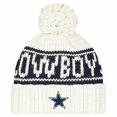 Dallas Cowboys Women's 2024 Sideline Cuffed Knit Hat with Pom | NFL Hot