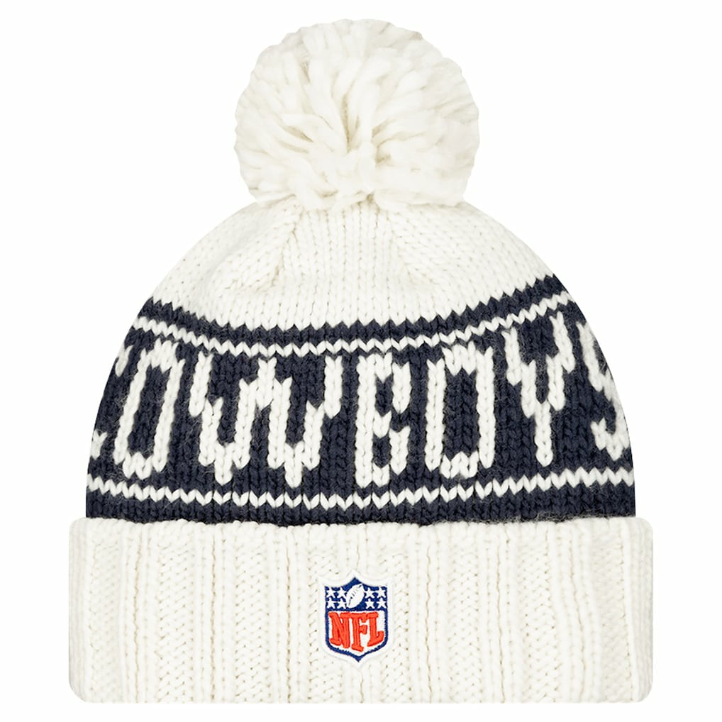 Dallas Cowboys Women's 2024 Sideline Cuffed Knit Hat with Pom | NFL Hot