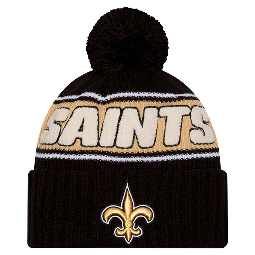 New Orleans Saints Youth 2024 Sideline Sport Cuffed Knit Hat with Pom | NFL Discount