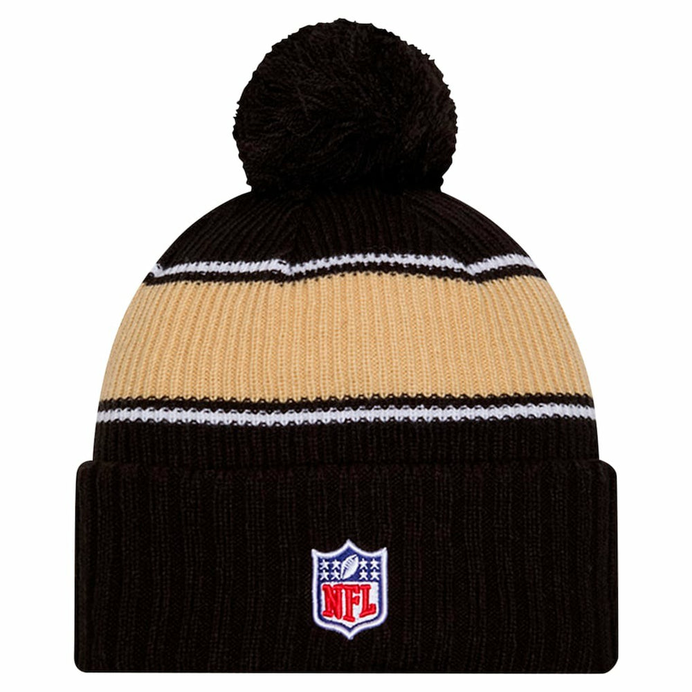 New Orleans Saints Youth 2024 Sideline Sport Cuffed Knit Hat with Pom | NFL Discount