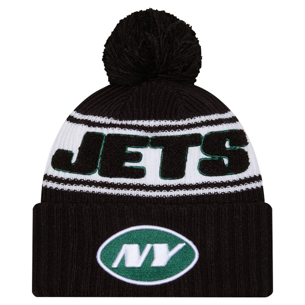 New York Jets Youth 2024/25 Sideline Cuffed Knit Hat with Pom | NFL Online