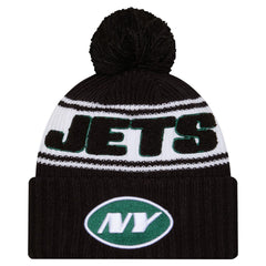 New York Jets Youth 2024/25 Sideline Cuffed Knit Hat with Pom | NFL Online