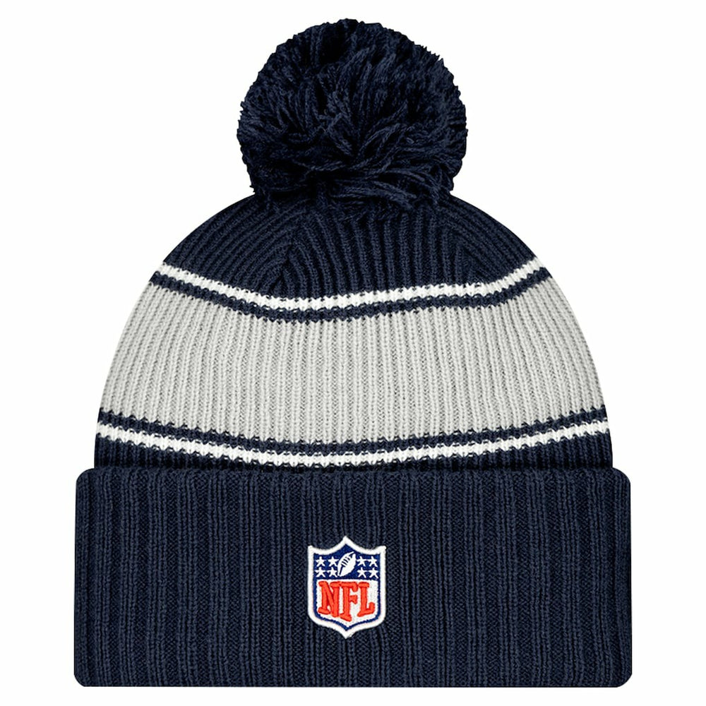 Dallas Cowboys Youth 2024/25 Sideline Cuffed Knit Hat with Pom | NFL Outlet