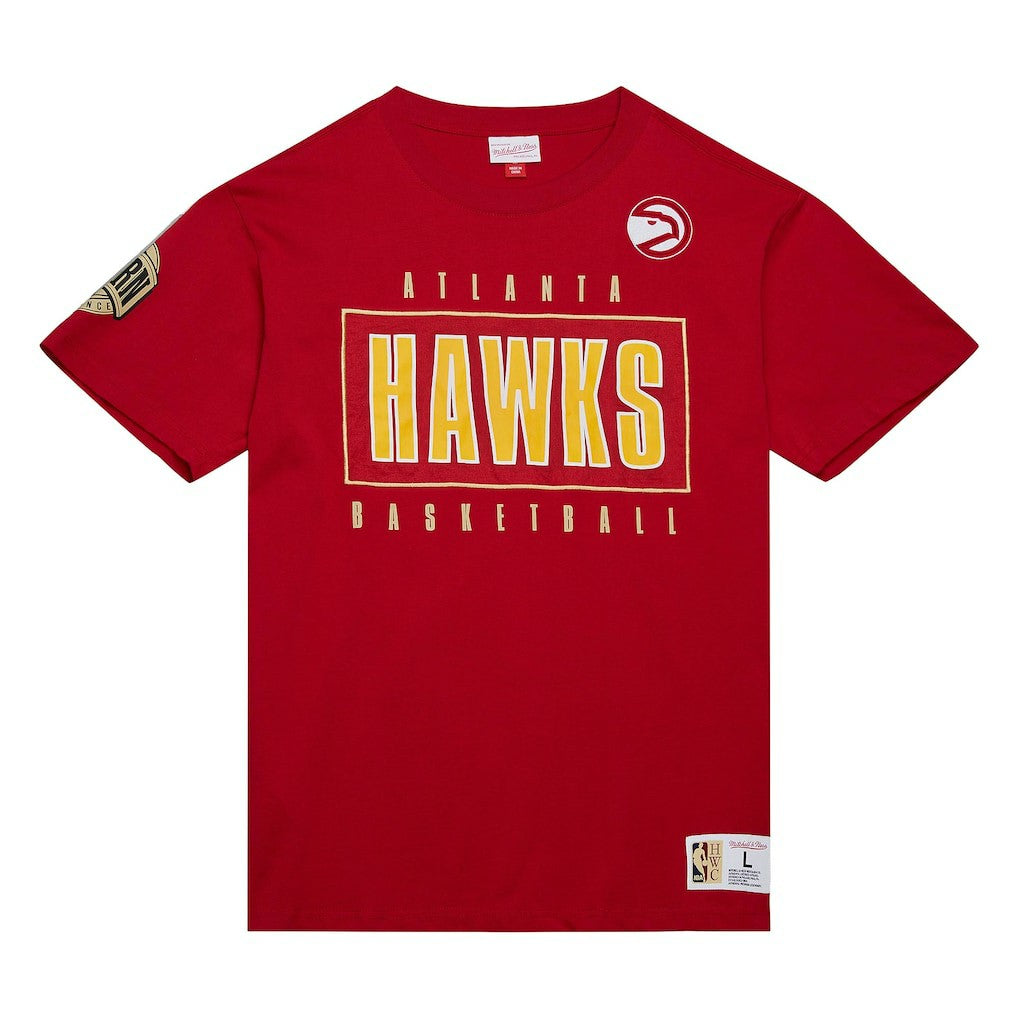 Red Atlanta Hawks Hardwood Classics Team OG 2.0 Premium Vintage Logo T-Shirt | NBA