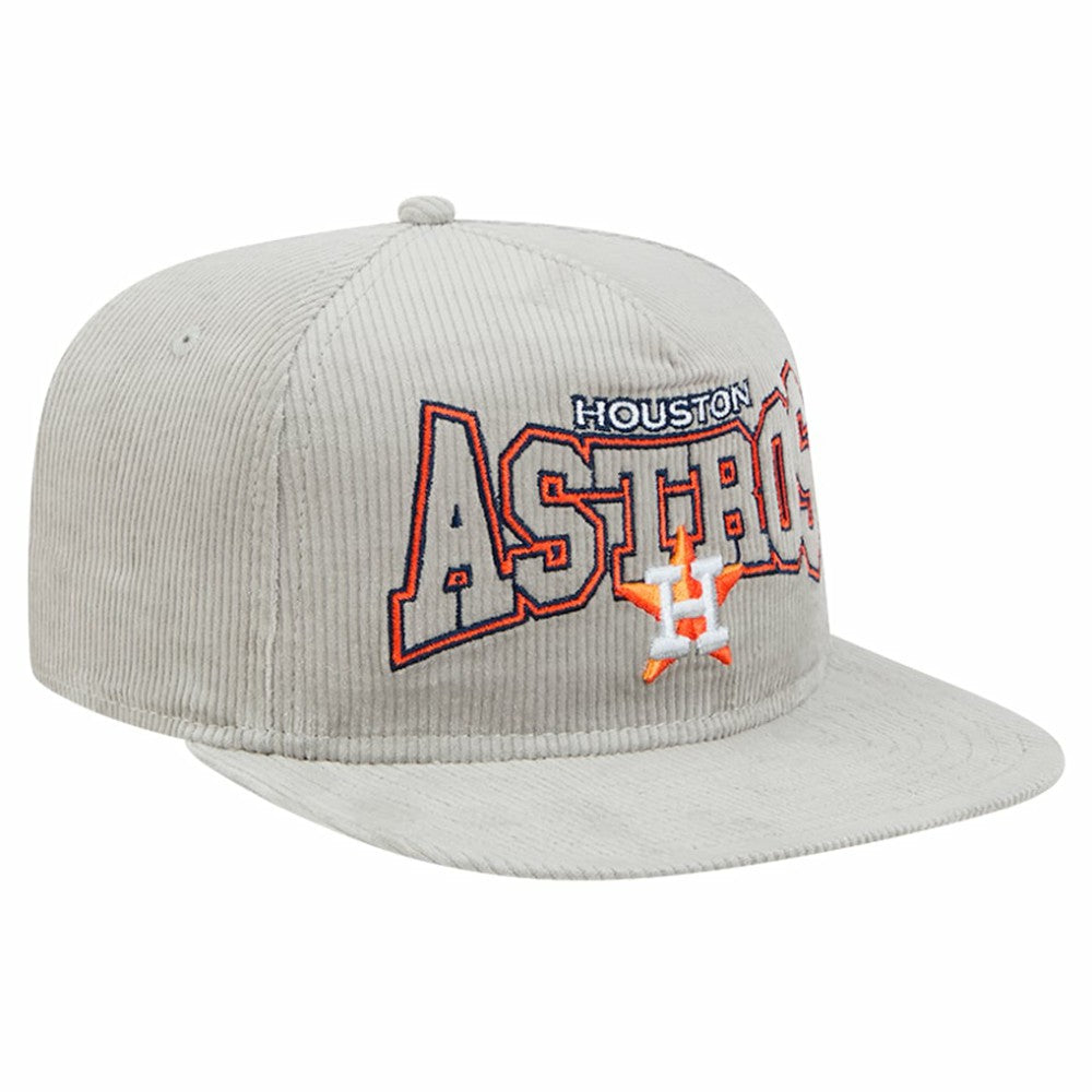 New Era Houston Astros Gray Corduroy Golfer Snapback Hat - MLB Hats