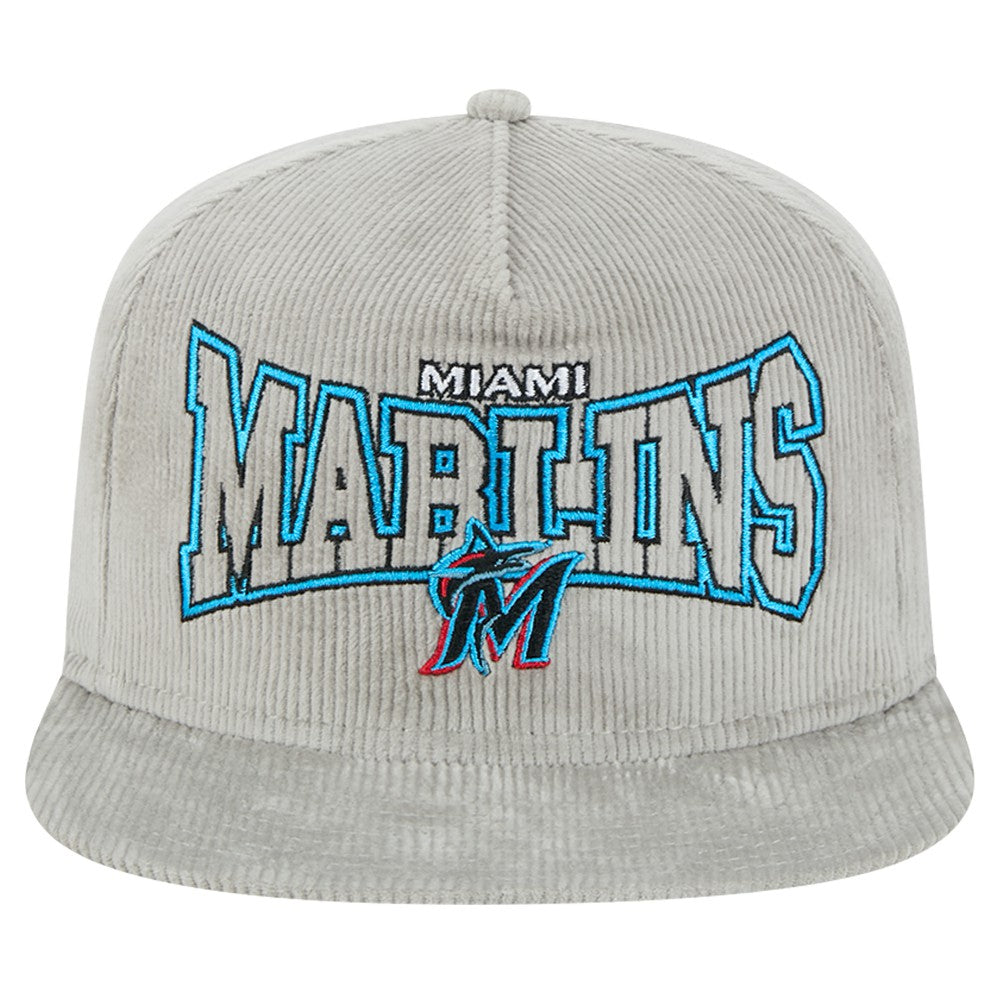 New Era Miami Marlins Gray Corduroy Golfer Snapback Hat - MLB Hats