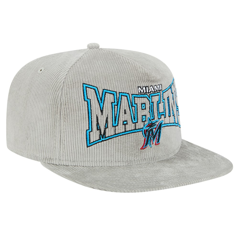 New Era Miami Marlins Gray Corduroy Golfer Snapback Hat - MLB Hats