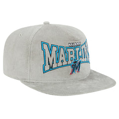New Era Miami Marlins Gray Corduroy Golfer Snapback Hat - MLB Hats