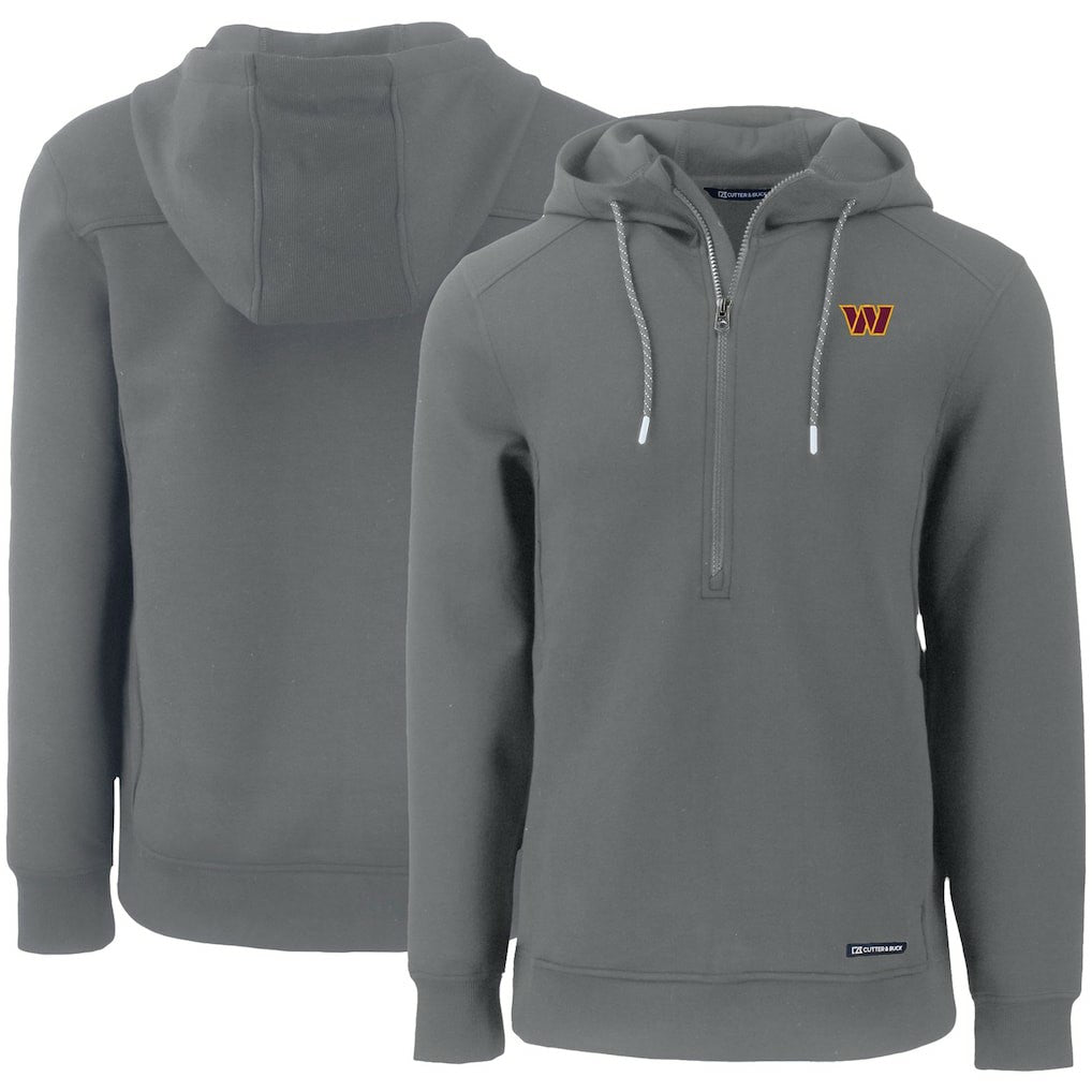 Washington Commanders Cutter & Buck Primary Mark Roam Eco Recycled Half-Zip Pullover Hoodie | NFL Online