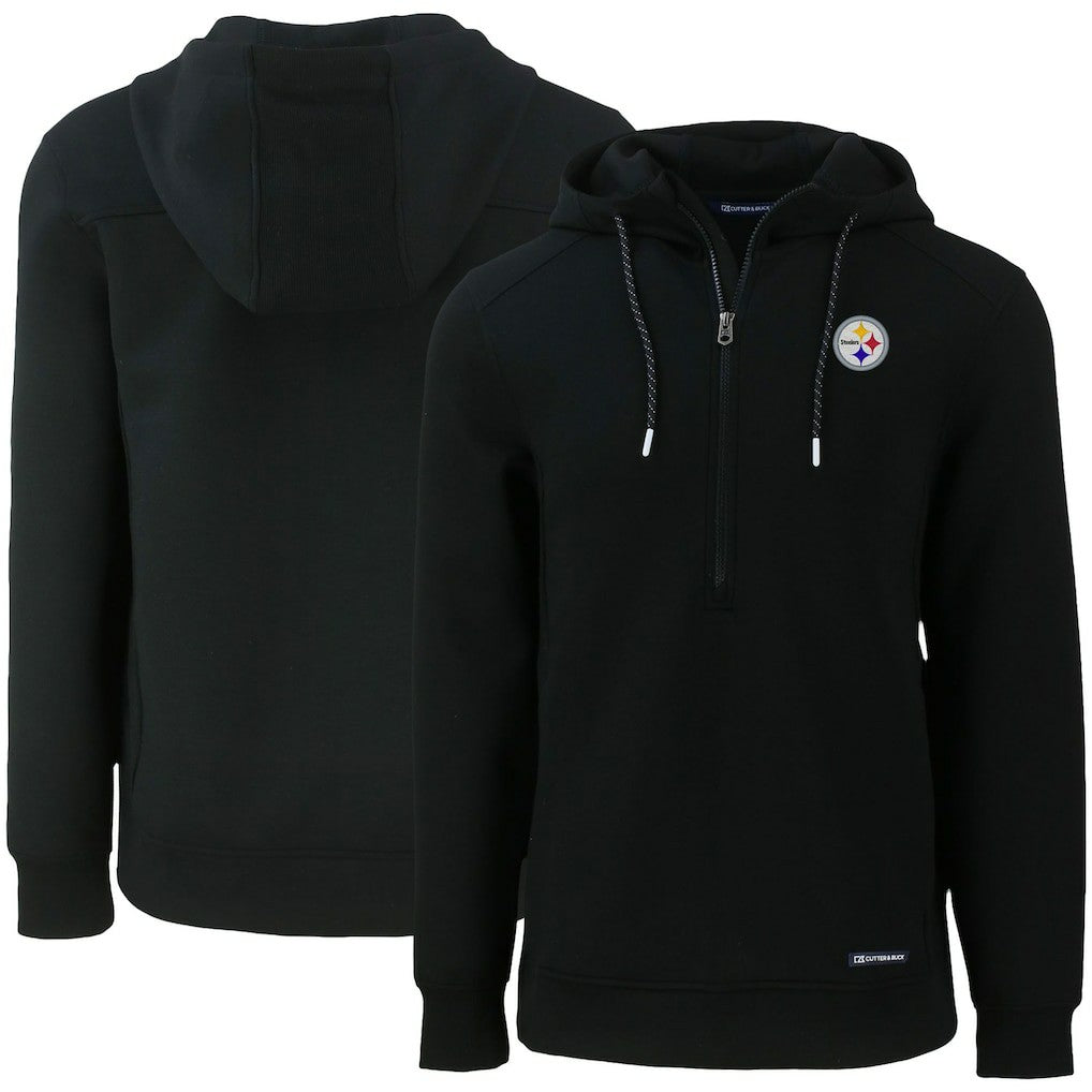 Pittsburgh Steelers Cutter & Buck Primary Mark Roam Eco Recycled Half-Zip Pullover Hoodie | NFL Sale
