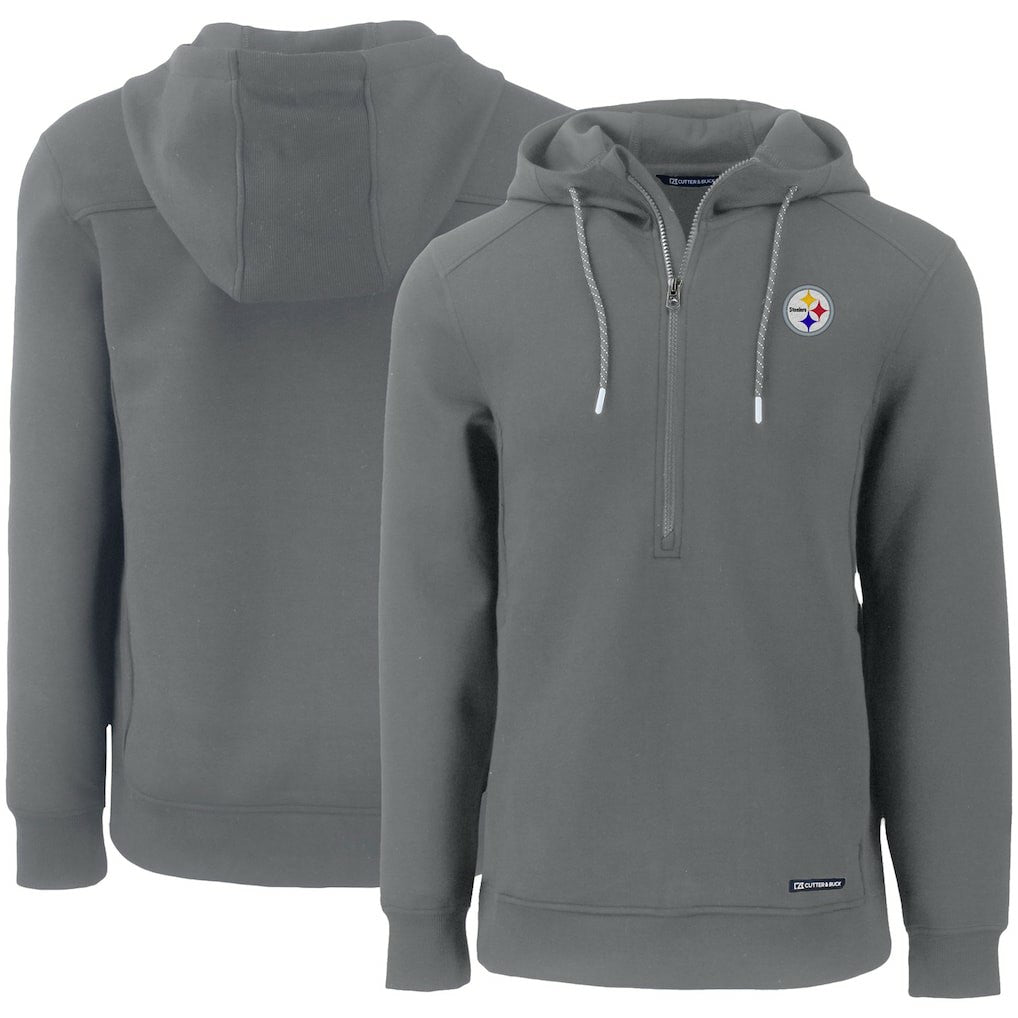 Pittsburgh Steelers Cutter & Buck Primary Mark Roam Eco Recycled Half-Zip Pullover Hoodie | NFL On sale